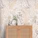Botanical wallpaper neutral leaves and herbs