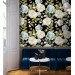 Dark floral wallpaper large watercolor flowers
