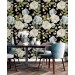 Dark floral wallpaper large watercolor flowers
