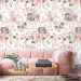 Pastel floral wallpaper Baby girl nursery accent wall
