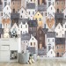 Kids wallpaper houses, baby room decor