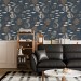 Nautical wallpaper fish, dark marine accent wall