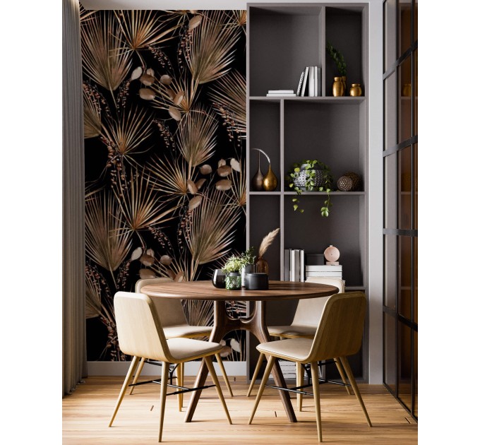 Tropical dark wallpaper palm leaves