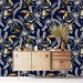 Dark blue tropical wallpaper with birds maximalist style