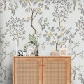 Vintage style Chinoiserie wallpaper blooming trees