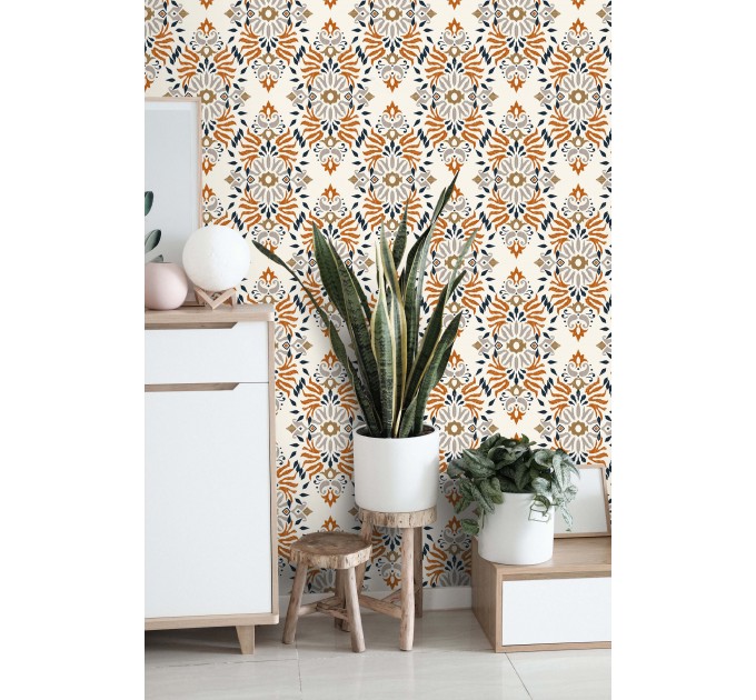 Abstract ethnic wallpaper Peel and stick accent wall