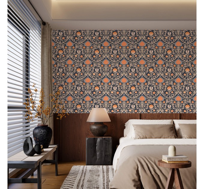 Botanical vintage wallpaper leaves and flowers