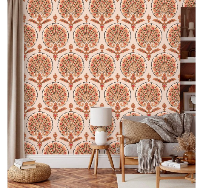 Abstract wallpaper fans Peel and stick accent wallpaper