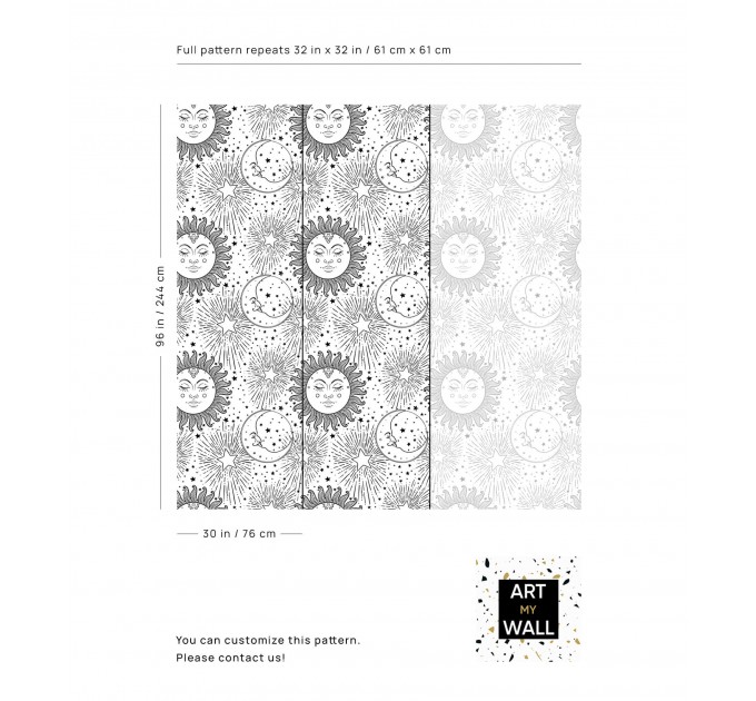 Celestial wallpaper sun and moon Boho chic style