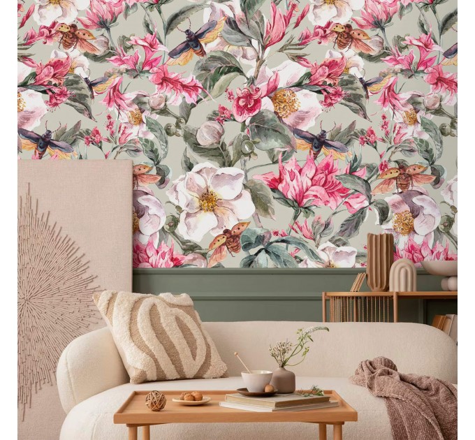 Floral wallpaper, beautiful watercolor flowers