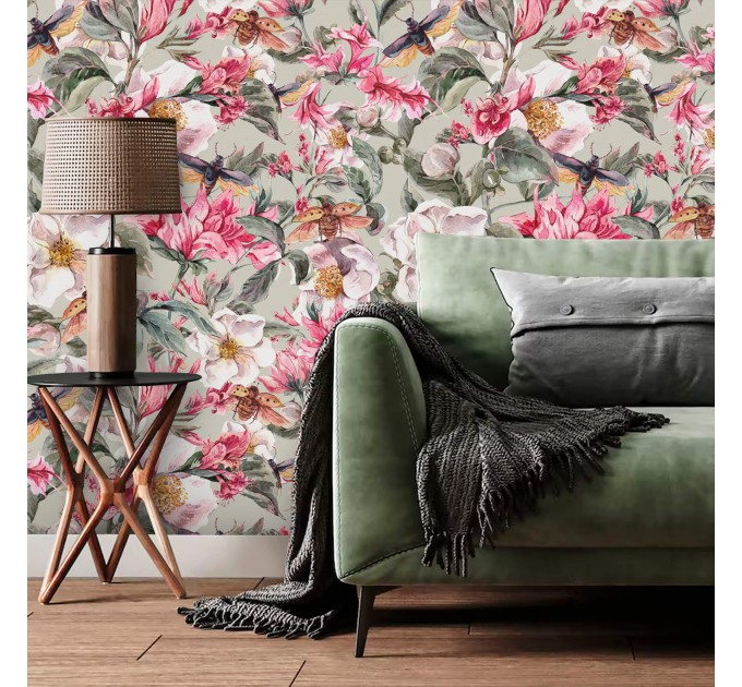 Floral wallpaper, beautiful watercolor flowers