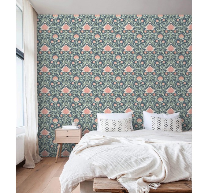 Vintage wallpaper leaves and flowers, William Morris