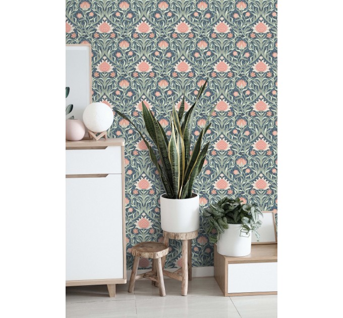 Vintage wallpaper leaves and flowers, William Morris