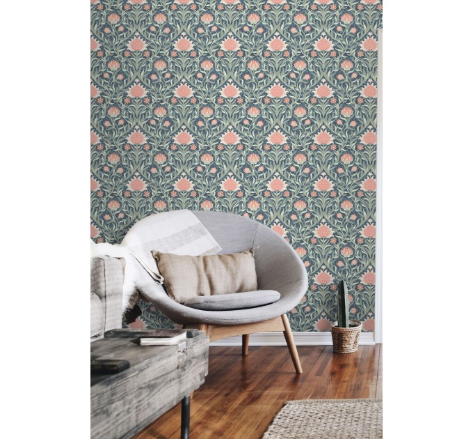 Vintage wallpaper leaves and flowers, William Morris