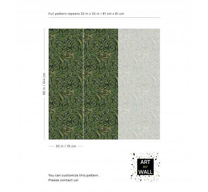 Dark green botanical wallpaper vintage style
