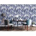 Abstract leaves wallpaper, blue watercolor foliage