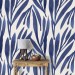 Abstract leaves wallpaper, blue watercolor foliage