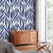 Abstract leaves wallpaper, blue watercolor foliage