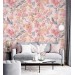 Pastel pink floral wallpaper, large soft flowers
