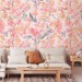 Pastel pink floral wallpaper, large soft flowers