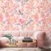Pastel pink floral wallpaper, large soft flowers