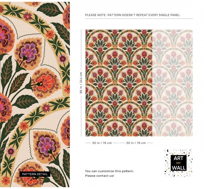 Boho ethnic wallpaper botanical motives