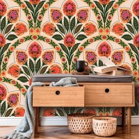 Boho ethnic wallpaper botanical motives