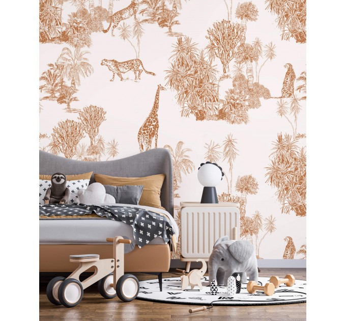 Safari wildlife wallpaper with cheetah and giraffe