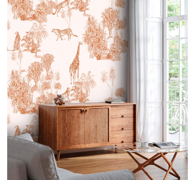 Safari wildlife wallpaper with cheetah and giraffe