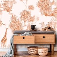 Safari wildlife wallpaper with cheetah and giraffe