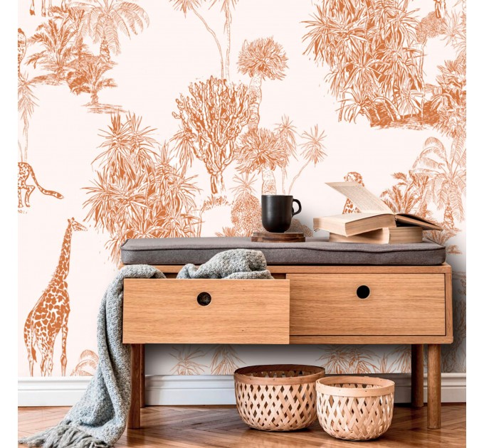 Safari wildlife wallpaper with cheetah and giraffe