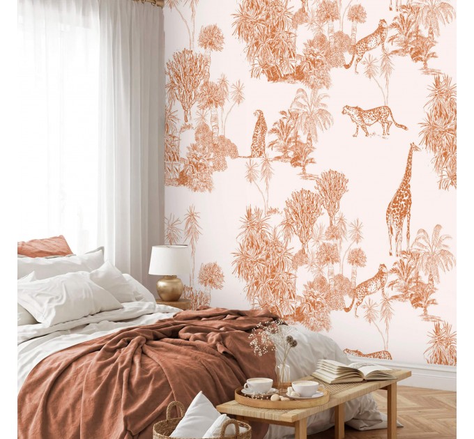 Safari wildlife wallpaper with cheetah and giraffe