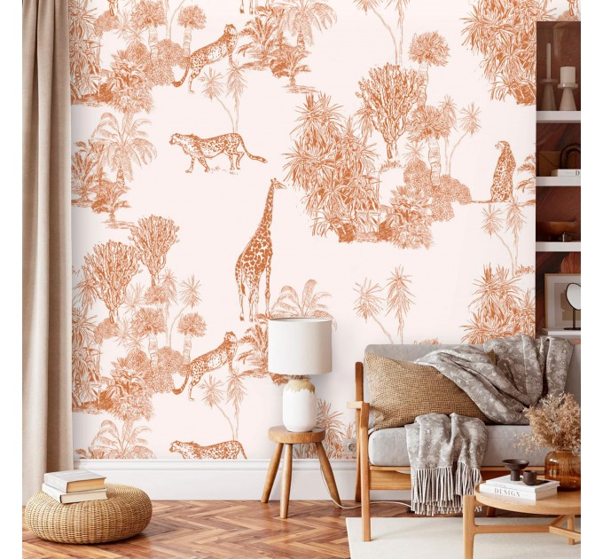 Safari wildlife wallpaper with cheetah and giraffe