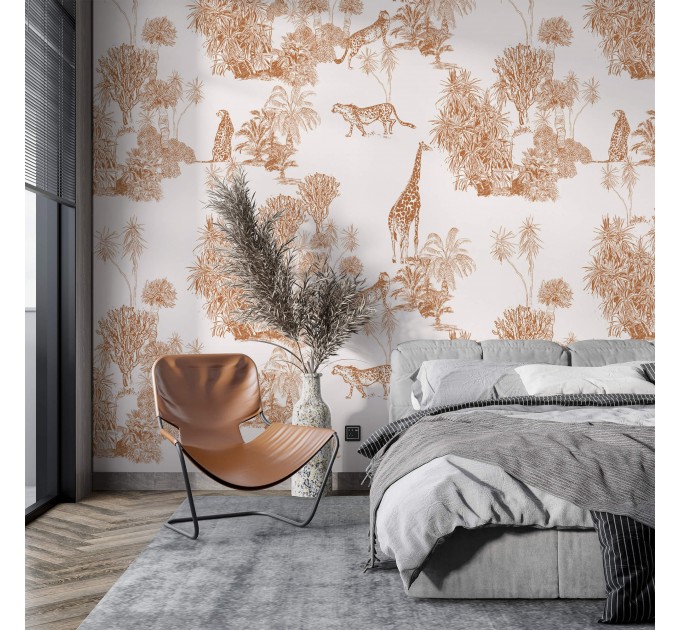 Safari wildlife wallpaper with cheetah and giraffe