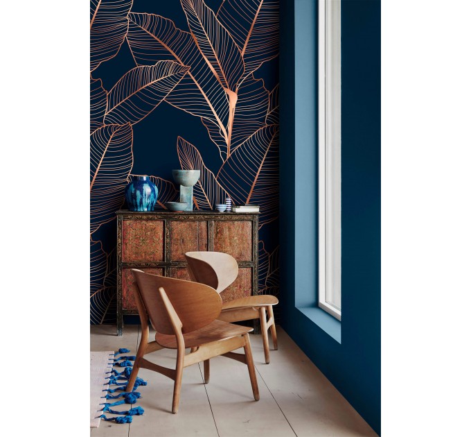 Dark wallpaper with elegant large leaves