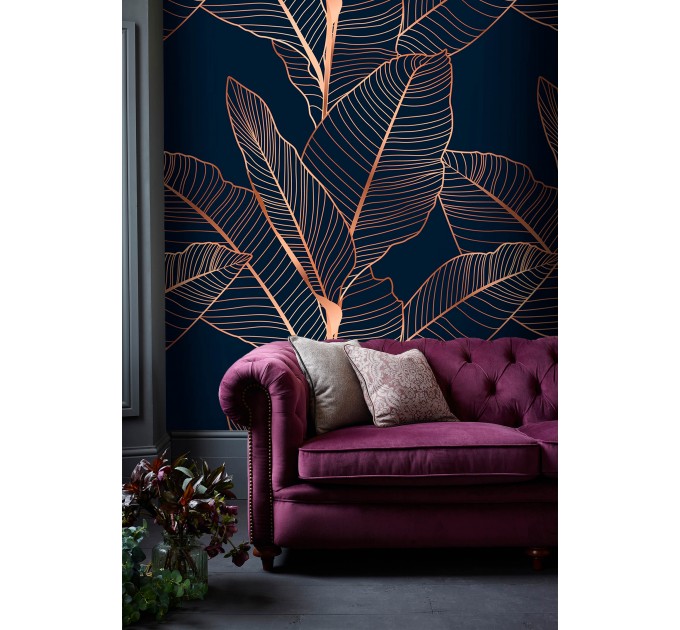 Dark wallpaper with elegant large leaves