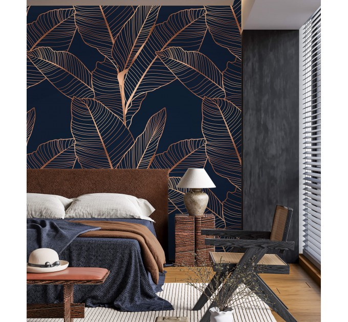 Dark wallpaper with elegant large leaves