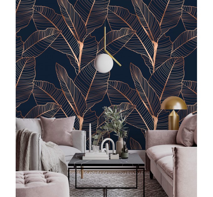 Dark wallpaper with elegant large leaves