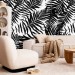 Botanical wallpaper fern leaves black and white