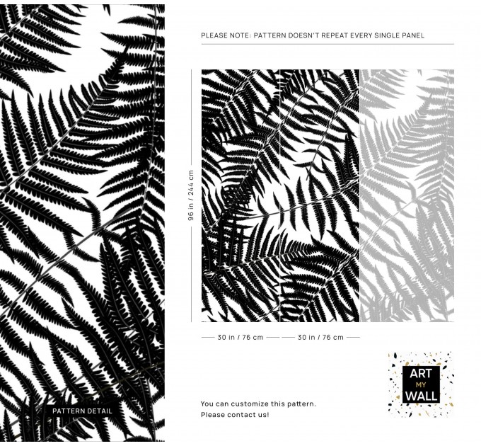 Botanical wallpaper fern leaves black and white
