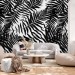 Botanical wallpaper fern leaves black and white