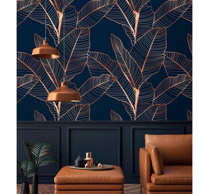 Dark wallpaper with elegant large leaves