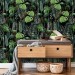 Botanical wallpaper dark green tropical leaves