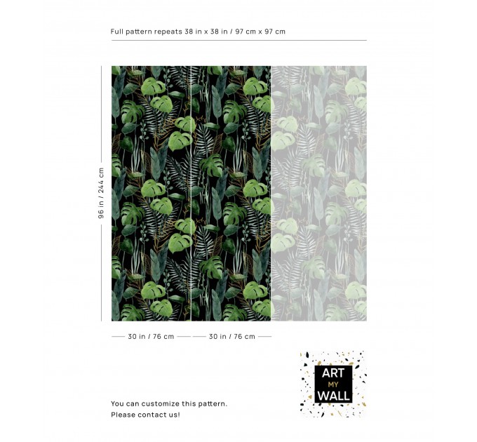 Botanical wallpaper dark green tropical leaves