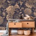 Dark floral wallpaper gold non metallic large flowers