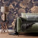 Dark floral wallpaper gold non metallic large flowers