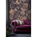 Dark floral wallpaper gold non metallic large flowers