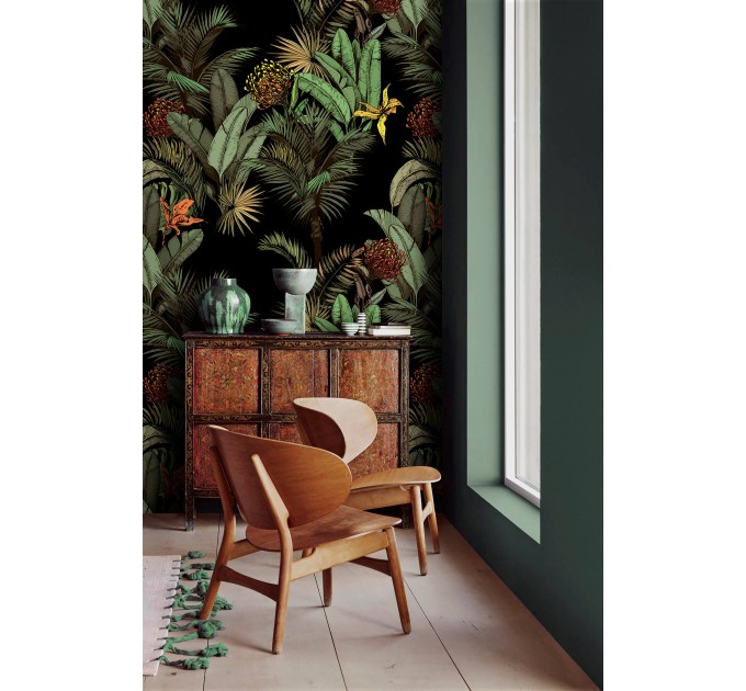 Dark tropical wallpaper jungles Palms and banana leaves