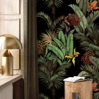 Dark tropical wallpaper jungles Palms and banana leaves