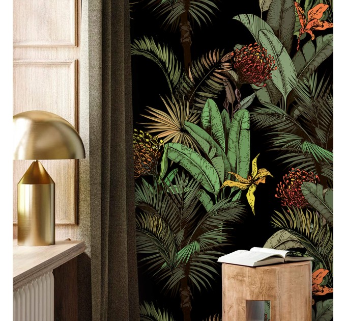 Dark tropical wallpaper jungles Palms and banana leaves